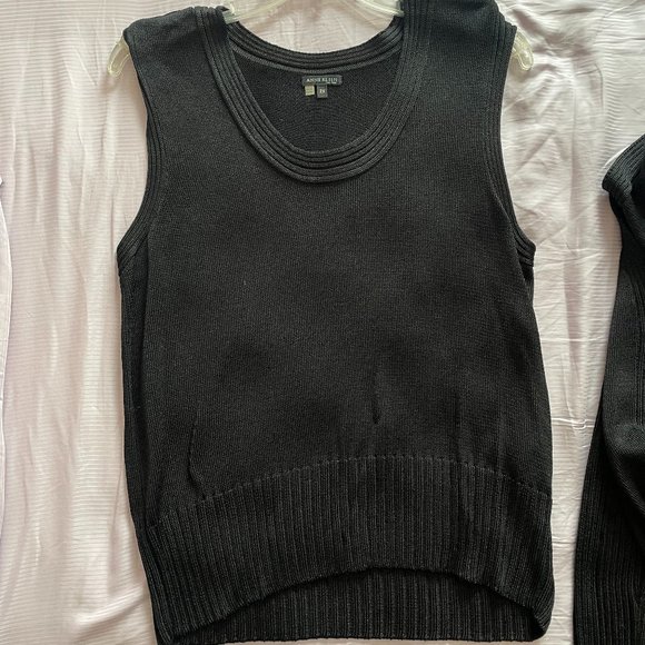 Black Anne Klein Cardigan + Tank Set, Plus Size (2X) - Picture 5 of 6